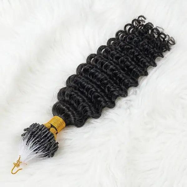 Deep Wave Micro Loop Ring Hair Extensions - Brazilian Remy, Silicone Bead Install