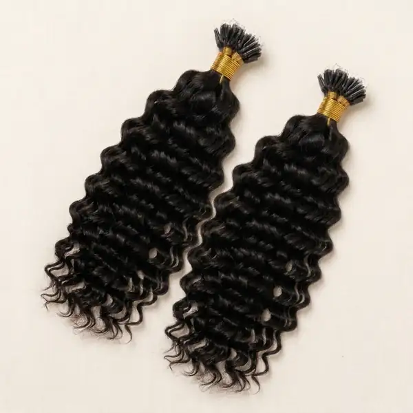 Curly Nano Tip Hair Extensions - Smallest Ring Bond, 100% Virgin Brazilian Remy