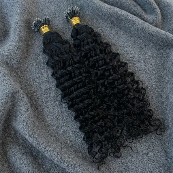 Deep Curly Nano Tip Hair Extensions - 90% Smaller Bond Than Micro Rings, Virgin Hair