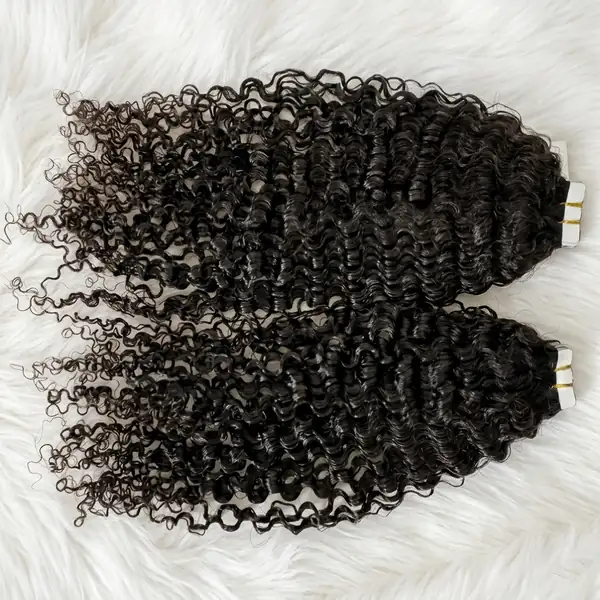 Curly Tape In Hair Extensions - Sandwich Method Install, 100g Virgin Remy per Pack