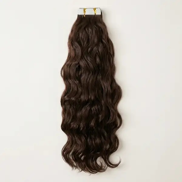 Dark Brown Straight Tape In Hair Extensions - 40 pcs per Pack, Reusable, Medical-Grade Tape