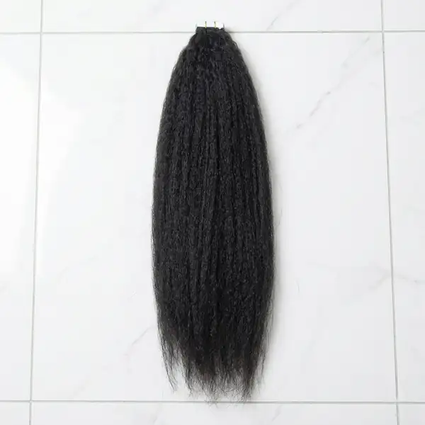 Kinky Straight Tape In Hair Extensions - Textured Seamless Weft, 100% Human Hair