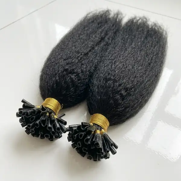 Kinky Straight U Tip Hair Extensions - Textured Keratin Nail Bond, Long-Wear Pre-Bonded