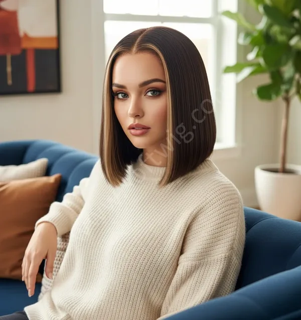 HD Lace Front Human Hair Wig Money Piece Highlights Straight Money Piece Pre-Plucked Natural Hairline Brazilian Hair