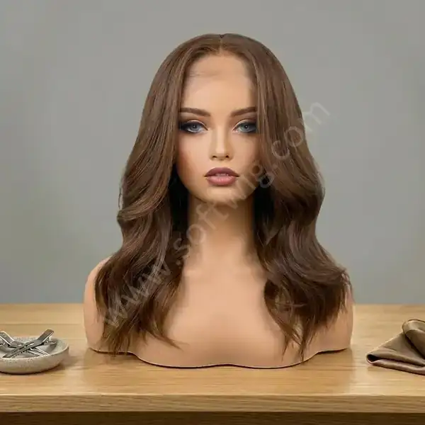 Density 180% Full Body Wave Medium Brown HD Lace Front Human Hair Wig for Black Women