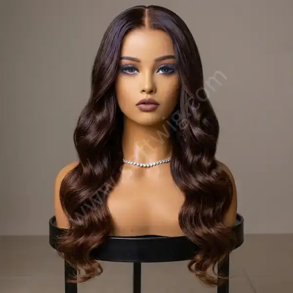 Relaxed Loose Wave Dark Brown Ombre Fade HD Lace Front Human Hair Wig 20"