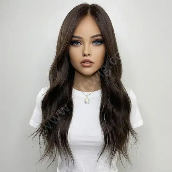 22" Long Wave HD Lace Front Human Hair Wig Rich Black Density 180% Full for Office Look