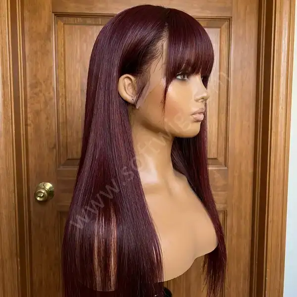 Glueless Wine Burgundy 99J Smooth Silk Straight HD Lace Front Wig for Special Occasions