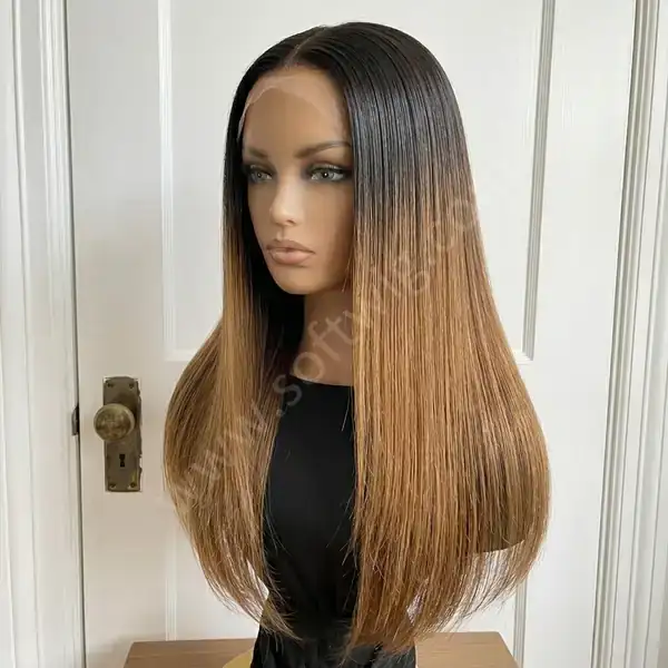 Medium Brown Ombre Blend Silky Straight HD Lace Front Human Hair Wig 13x4 HD Lace for Black Women