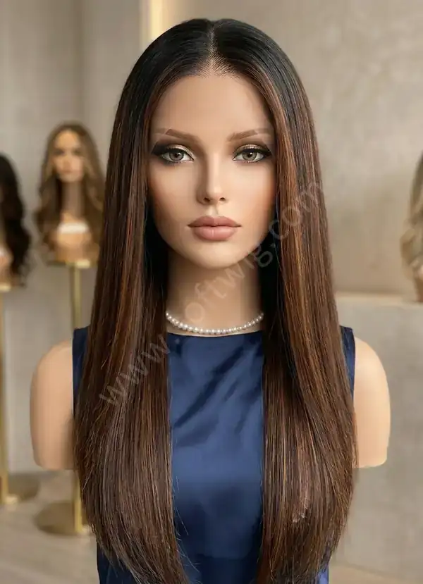 13x4 HD Lace Sleek Straight Soft Ombre Brown HD Lace Front Human Hair Wig for Everyday Effortless Style
