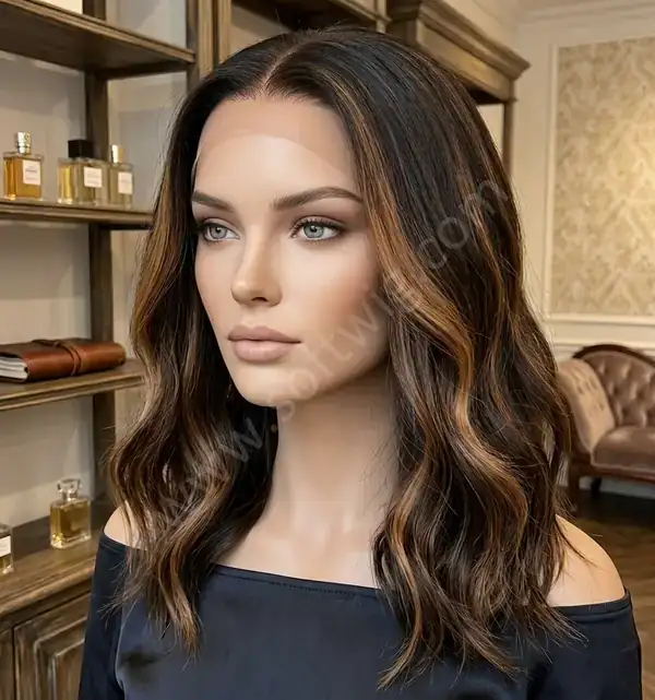 16" Bouncy Body Wave HD Lace Front Human Hair Wig Warm Medium Brown for Everyday Effortless Style