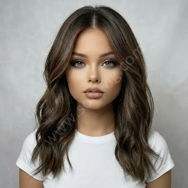 Density 180% Full Natural Wave Brown with Subtle Highlights HD Lace Front Human Hair Wig for Daily Wear