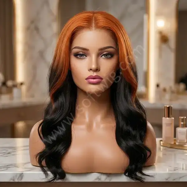 Effortless Wave Copper Orange Ombre HD Lace Front Human Hair Wig 18" Luxe Brazilian