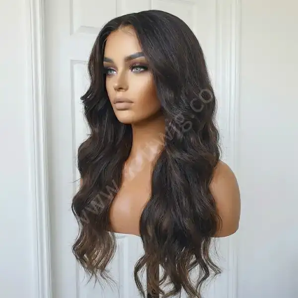 Ombre Highlight Dark Brown Spiral Deep Wave HD Lace Front Human Hair Wig Unprocessed Virgin for Glam Nights