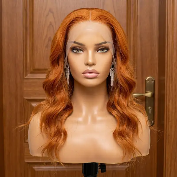 Ginger Orange Body Wave HD Lace Front Human Hair Wig 20" Bold Statement Color