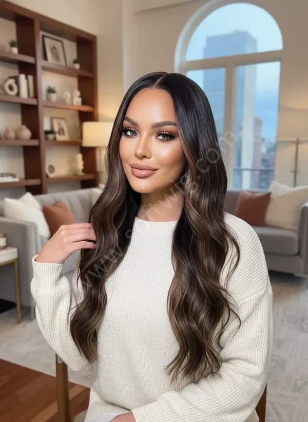 HD Lace Front Human Hair Wig Caramel Mocha Wave Balayage Pre-Plucked Natural Hairline Brazilian Hair