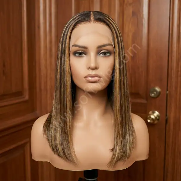 Brown Highlights Straight HD Lace Front Human Hair Wig Pre-Plucked Hairline Glueless