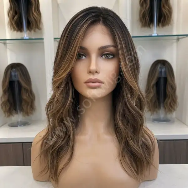 Hand-Dyed Caramel Honey Balayage Wave HD Lace Front Human Hair Wig 180% Density