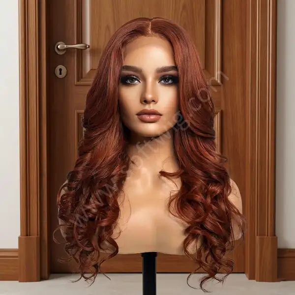 Premium HD Lace Front Wig Auburn Red Brown Body Wave 100% Human Hair