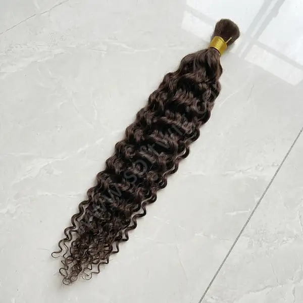 Dark Brown Deep Wave Bulk Human Hair Braiding 100g per bundle No Weft Premium Brazilian Remy