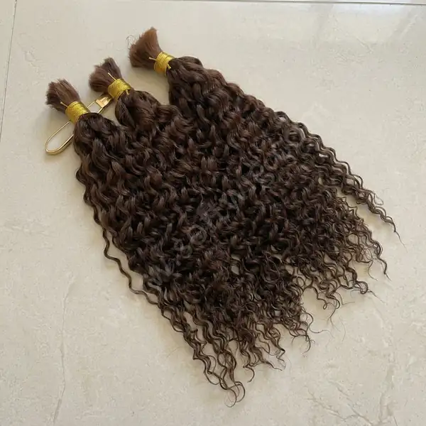 Brazilian Bulk Human Hair Deep Wave Deep Brown 100g per bundle for Braiding No Weft Soft Glossy