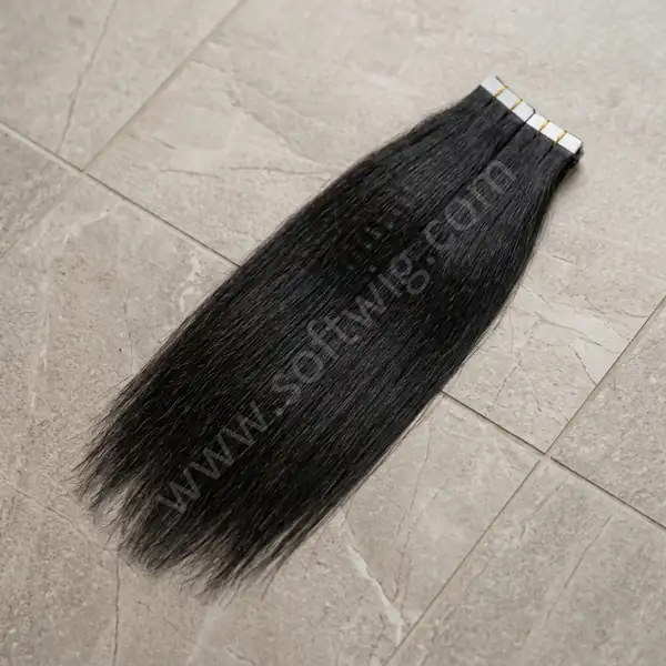 Salon-Grade Natural Black Straight Tape-In Human Hair Extensions Brazilian Remy 40 pcs per pack