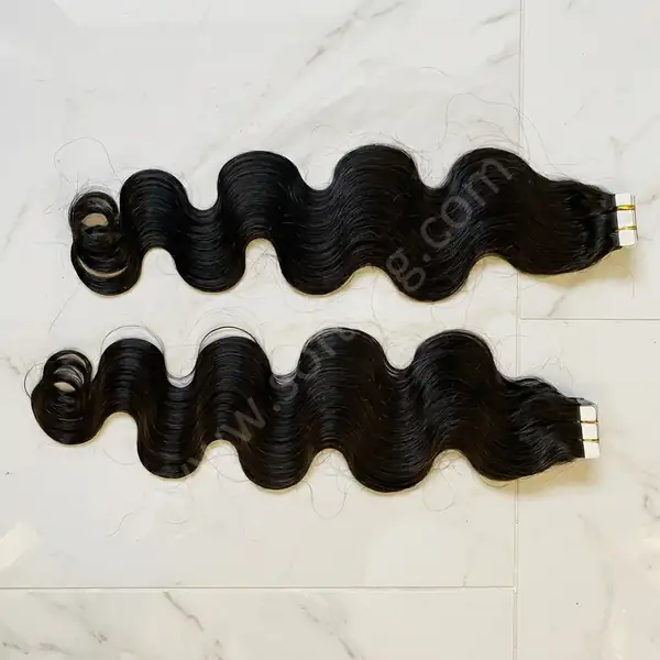Hand-Selected Natural Black Body Wave Tape-In Hair Extensions Human Hair 40 pcs per pack Brazilian