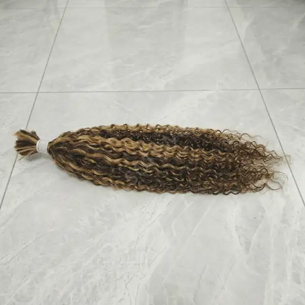 Premium Honey Blonde Deep Wave Hair Bulk 100g per bundle 100% Brazilian Remy No Weft for Crochet Braids