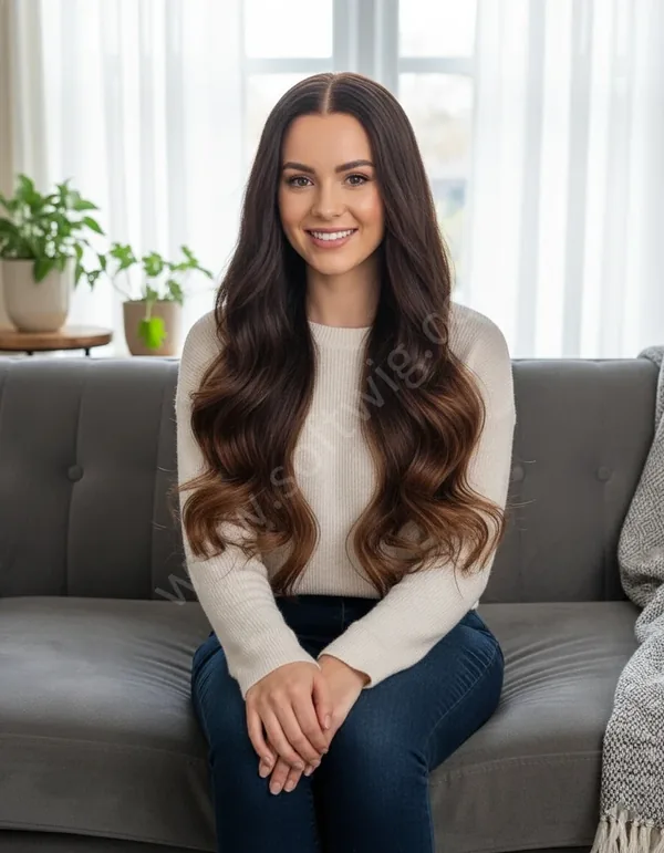 HD Lace Front Human Hair Wig Soft Brown Wave Middle Part Pre-Plucked Natural Hairline Brazilian Hair