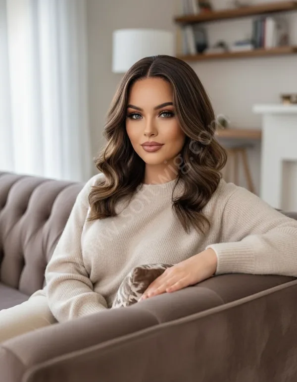 HD Lace Front Human Hair Wig Dark Brown Wave Highlights Pre-Plucked Natural Hairline Brazilian Hair