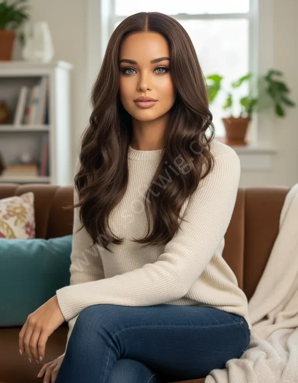 HD Lace Front Human Hair Wig Soft Chestnut Wave Pre-Plucked Natural Hairline Brazilian Hair