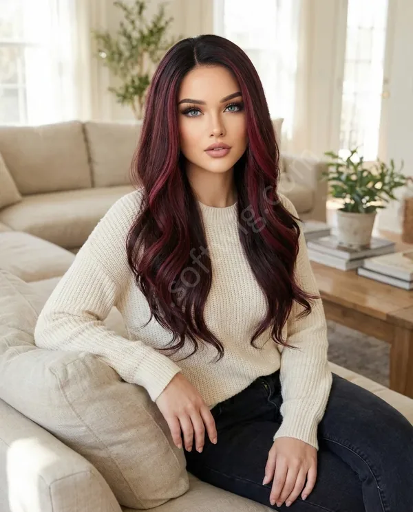 HD Lace Front Human Hair Wig Burgundy Wave Pre-Plucked Natural Hairline Brazilian Hair