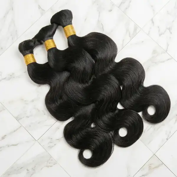 Natural Black Body Wave Human Hair Bulk for Braiding - 100% Virgin Remy, Tangle-Free Braiding Hair