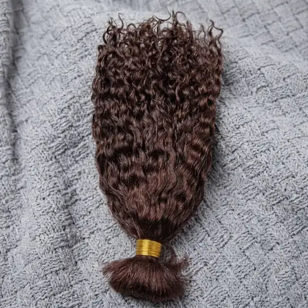 Dark Brown Curly Human Hair Bulk for Braiding - 100% Unprocessed Virgin Hair, Dyeable