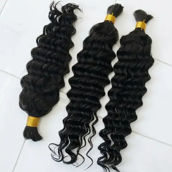 Deep Wave Human Hair Bulk for Braiding - Natural Black Virgin Remy, Dreadlocks & Braids Ready