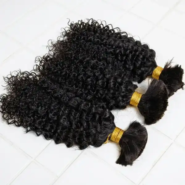 Kinky Curly Natural Black Human Hair Bulk for Braiding - Afro-Inspired Virgin Brazilian Hair