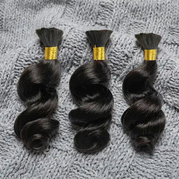 Loose Wave Natural Black Human Hair Bulk for Braiding - Silky Unprocessed Remy, Micro Braid Friendly