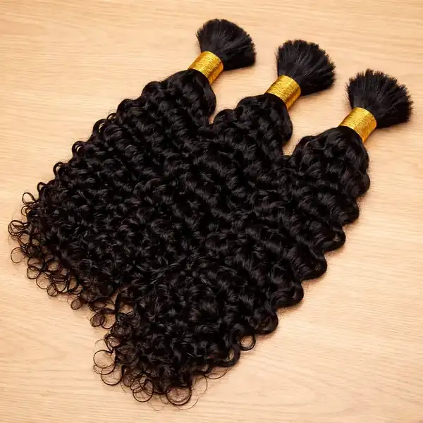 Raw Natural Black Curly Human Hair Bulk for Braiding - 100% Human, No Synthetic Mix, Heat-Safe