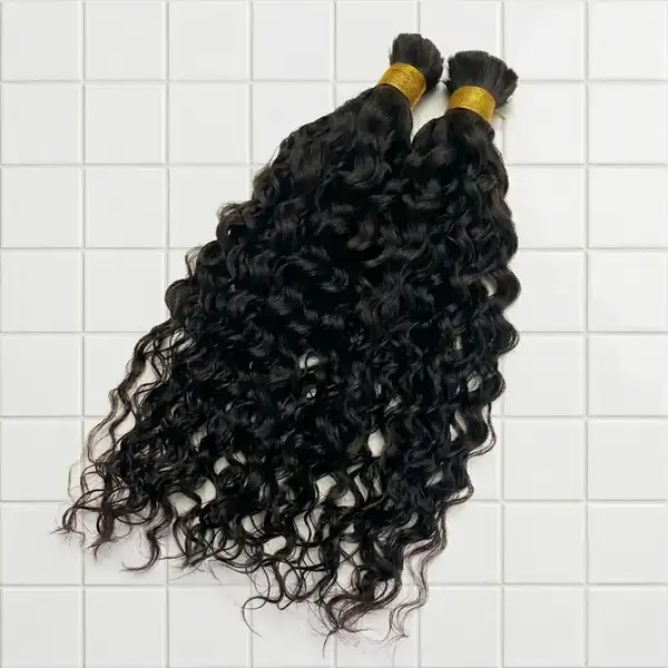 Wave Pattern Human Hair Bulk for Braiding - Natural Black Unprocessed Brazilian Remy, 12-26 Inch